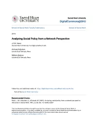 Analyzing Social Policy from a Network Perspective