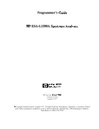 HP ESA-L1500A Spectrum Analyzer Programmer's Guide