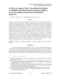 Is There an App for That?: Describing Smartphone Availability and Educational Technology Adoption Level of Louisiana School-Based Agricultural Educators