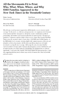 The Movements Fit to Print: Who, What, When, Where, and Why SMO Families Appeared in the New York Times in the Twentieth Century