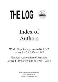 Their Contributions Published in the LOG from the First Issue in 1954 to End 2014