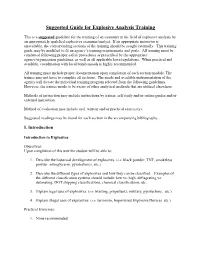 TWGFEX Suggested Guide for Explosive Analysis Training