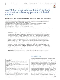 A Pilot Study Using Machine Learning Methods About Factors Influencing Prognosis of Dental Implants