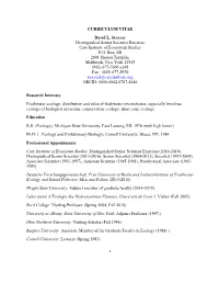 CURRICULUM VITAE David L. Strayer Distinguished Senior Scientist Emeritus Cary Institute of Ecosystem Studies P.O