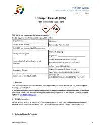 Hydrogen Cyanide Chemical Specific Standard Operating Procedure
