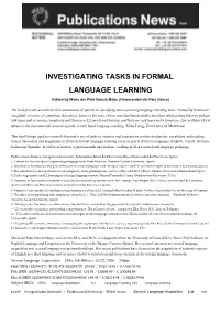 Investigating Tasks in Formal Language Learning