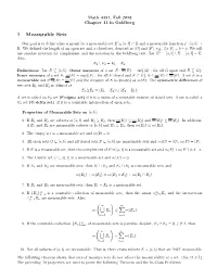 1 Measurable Sets