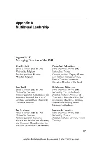 Appendix a Multilateral Leadership