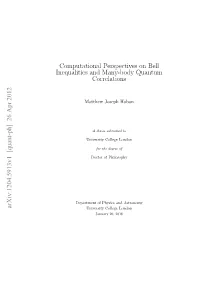 Computational Perspectives on Bell Inequalities and Many-Body Quantum Correlations