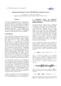 Exploiting 3D-Printing in Passive UHF RFID Electromagnetic Projects