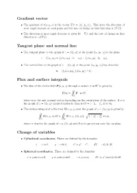 Gradient Vector Tangent Plane and Normal Line Flux and Surface