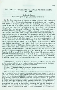 Past Tense, Imperfective Aspect, and Irreality in Cree