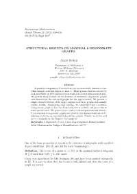 STRUCTURAL RESULTS on MAXIMAL K-DEGENERATE GRAPHS