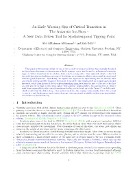 An Early Warning Sign of Critical Transition in the Antarctic