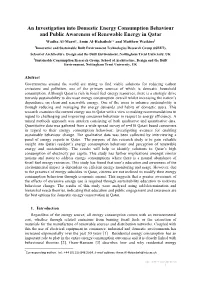 An Investigation Into Domestic Energy Consumption Behaviour and Public