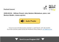 Audio Playlist Scroll to See Program