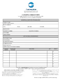 Catering Order Form