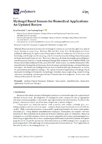 Hydrogel Based Sensors for Biomedical Applications: an Updated Review