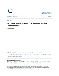 2 Samuel 11 As an Inverted Betrothal Journey Narrative