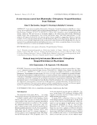 A New Mouse-Eared Bat (Mammalia: Chiroptera: Vespertilionidae) from Vietnam