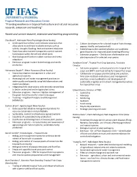 Current Research, Extension and Teaching Programs by Faculty