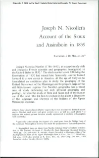 Joseph N. Nicollets Account of the Sioux and Assiniboin in 1839