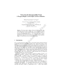 Notes from the Interoperability Front: a Progress Report on the Open Archives Initiative