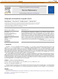 Subgraph Isomorphism in Graph Classes