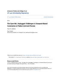 The Open Mic, Unplugged: Challenges to Viewpoint-Based Constraints on Public-Comment Periods