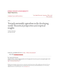 Towards Sustainable Agriculture in the Developing World: Theoretical Perspectives and Empirical Insights Yuichiro Amekawa Iowa State University