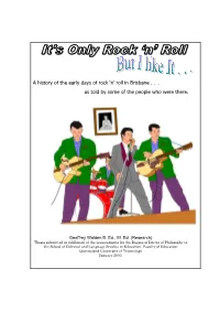 A History of the Early Days of Rock 'N' Roll in Brisbane . . . As Told by Some