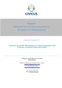Bangladesh Submission to the UN Universal Periodic Review 30Th Session of the UPR Working Group