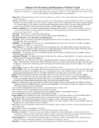 Glossary for the Statics and Dynamics of Marine Vessels