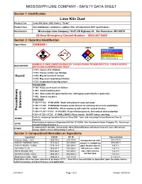 SAFETY DATA SHEET Lime Kiln Dust