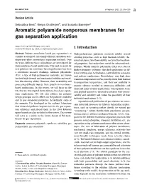 Aromatic Polyamide Nonporous Membranes for Gas Separation Application