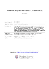Before We Sleep: Macbeth and the Curtain Lecture