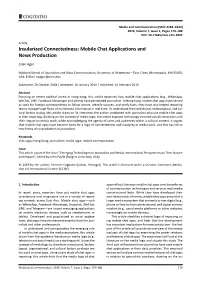 Insularized Connectedness: Mobile Chat Applications and News Production