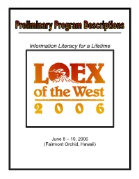 LOEX of the West 2006 Program Descriptions