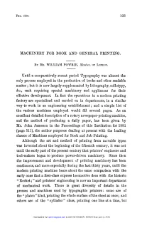 MACHINERY for BOOK and GENERAL PRINTING. Until A