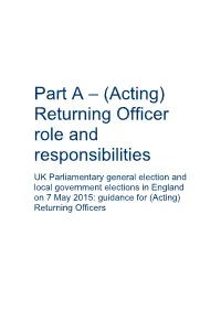 Part a Returning Officer Guidance