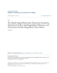 Rejection Sensitivity, Attachment Styles, Autobiographical Memory, and Why Some Feel the Sting More Than Others Aili Weeks