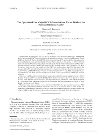 The Operational Use of Quikscat Ocean Surface Vector Winds at the National Hurricane Center