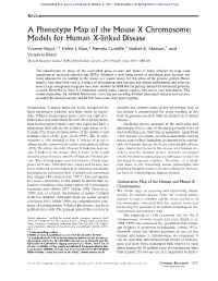 A Phenotype Map of the Mouse X Chromosome: Models for Human X-Linked Disease