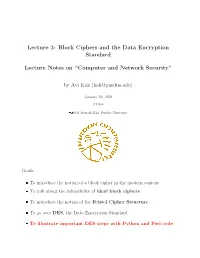 Block Ciphers and the Data Encryption Standard