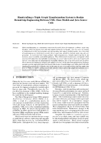Handcrafting a Triple Graph Transformation System to Realize Round-Trip Engineering Between UML Class Models and Java Source Code