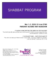 Shabbat Program