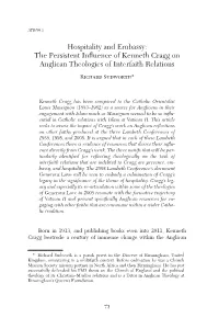 The Persistent Influence of Kenneth Cragg on Anglican Theologies of Interfaith Relations