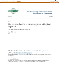 The Proposed Origin of Our Solar System with Planet Migration DOI