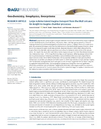 Volume Lateral Magma Transport from the Mull Volcano: 10.1002/2016GC006712 an Insight to Magma Chamber Processes