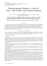 Working Through Falulkner's a Rose for Emily—On Character and Character Portrayal